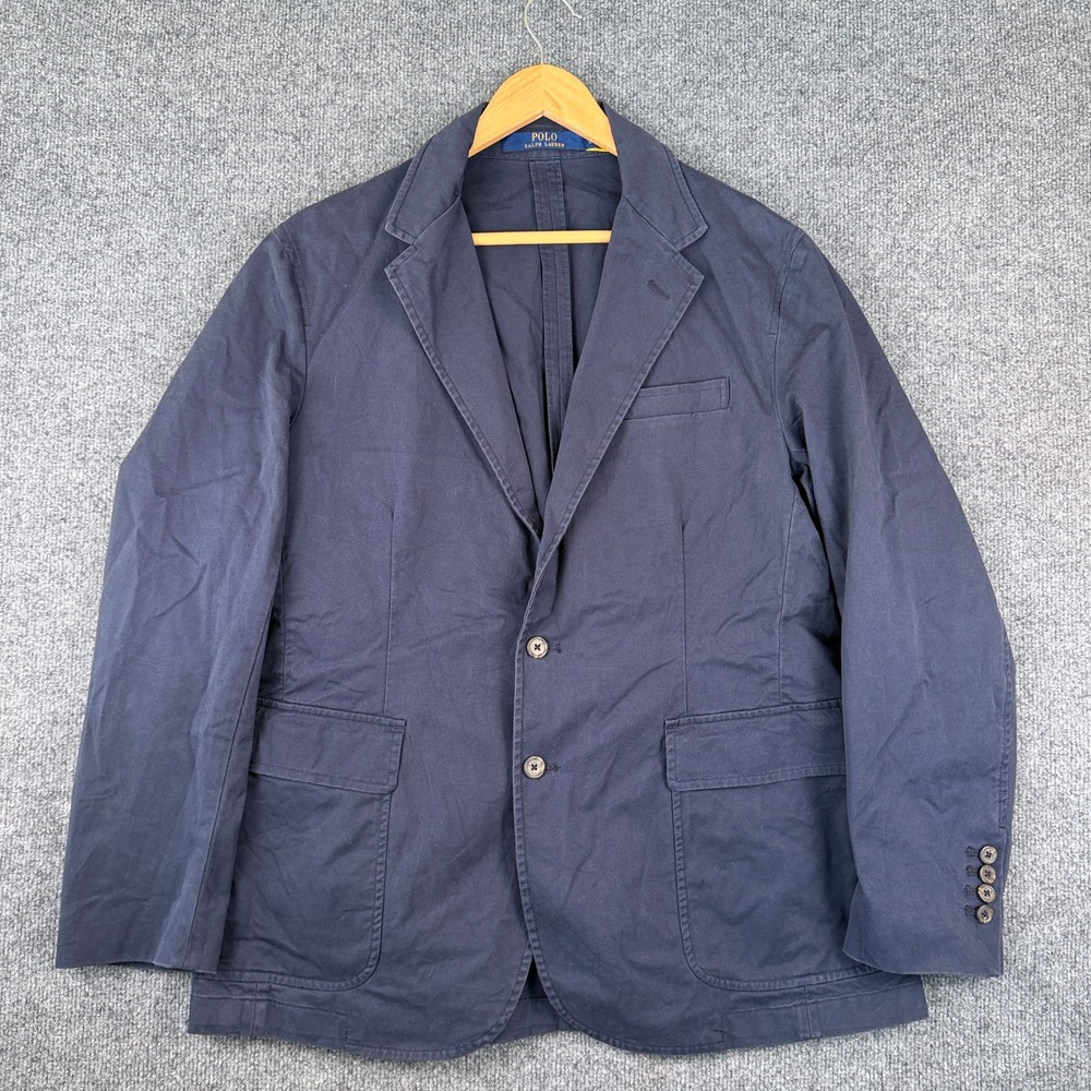 Polo Ralph Lauren Blazer Mens L 42R Navy Blue Cotton Unstructured Jacket